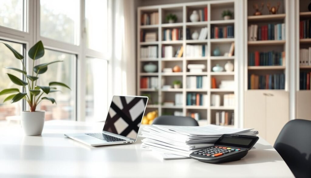 A well-lit, modern office with a clean, minimalist design. On the desk, a laptop, a stack of financial reports, and a calculator, symbolizing the financial considerations of a health coaching business. In the background, a bookshelf filled with health and wellness resources. Soft, natural lighting filters through large windows, creating a warm, inviting atmosphere. The overall scene conveys a sense of professionalism, organization, and a focus on the financial aspects of starting a successful health coaching enterprise. A well-lit, modern office with a clean, minimalist design. On the desk, a laptop, a stack of financial reports, and a calculator, symbolizing the financial considerations of a health coaching business. In the background, a bookshelf filled with health and wellness resources. Soft, natural lighting filters through large windows, creating a warm, inviting atmosphere. The overall scene conveys a sense of professionalism, organization, and a focus on the financial aspects of starting a successful health coaching enterprise.